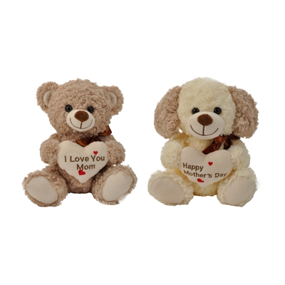 10" BEAR "I LOVE YOU" & PUPPY "HAPPY MOTHERS DAY"