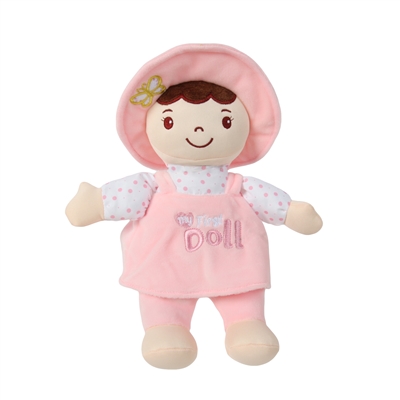 10" MY FIRST DOLL WITH HAT - BROWN HAIR