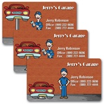 Lenticular business card with mechanic fixes car by raising and lowering on lift, animation