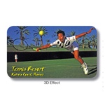 Lenticular business card with custom, tennis resort player dives to hit ball, animation
