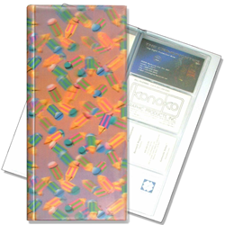 Lenticular business card file with multicolored pencils, depth