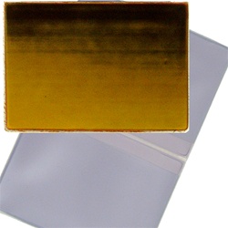 Lenticular business card holder with brown, yellow, and orange, color changing with