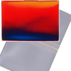 Lenticular business card holder with red, yellow, green, and black, color changing with