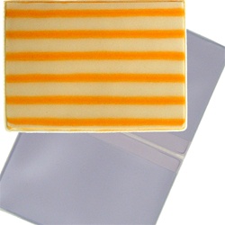 Lenticular business card holder with yellow and white stripes, animation