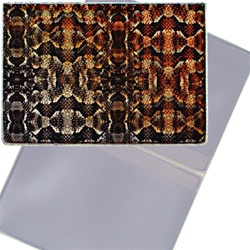 Lenticular business card holder with snake skin print, color changing