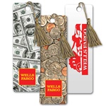 Lenticular bookmark with American paper currency to assorted coins, flip