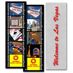 Lenticular bookmark with Las Vegas hotels, Hollywood film strip, flip