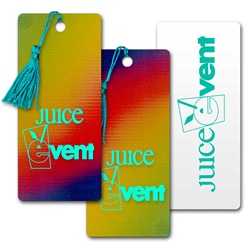 Lenticular bookmark with yellow, red, and blue, color changing