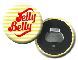 Lenticular magnetic bottle opener with yellow and white stripes, animation