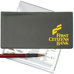 Lenticular checkbook cover with black and grey gradient, color changing
