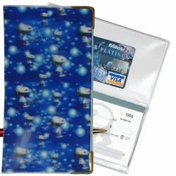 Lenticular checkbook cover with Snoopy cartoon character, depth