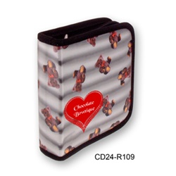 Lenticular CD case with cute teddy bears pop out from a black and white striped background, depth