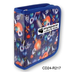 Lenticular CD case with universe space ships, planets, comets and asteroids, depth