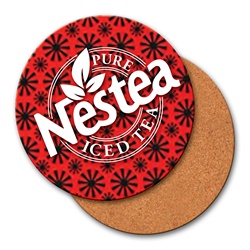 Lenticular coaster with black spinning wheels on a red background, animation