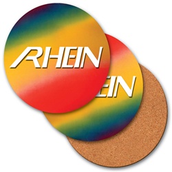 Lenticular coaster with red, yellow, green, and black, color changing with