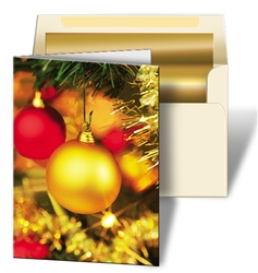 3D Lenticular Christmas card Printed with gold background,red and gold christmas ornaments, 3D depth effect