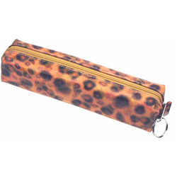 Lenticular pencil case with wild animal leopard print, color changing flip