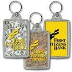 Lenticular acrylic key chain with USA American money, dollars and coins, flip