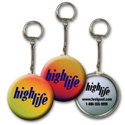 Lenticular key chain with red, yellow, blue, and green, color changing