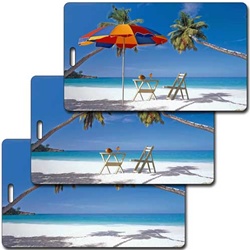 Lenticular luggage tag tropical Hawaiian beach Image