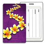 Lenticular luggage tag with Plumeria with Flower Lady Bugs in 3D Effect