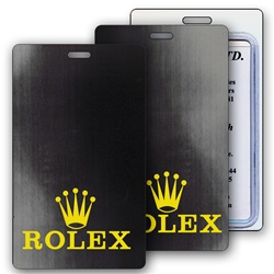Lenticular luggage tag with black and grey gradient, color changing