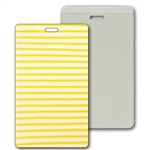 Lenticular luggage tag with yellow and white stripes, animation