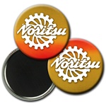Lenticular magnetic button with brown, yellow, and orange, color changing with