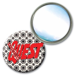 Lenticular mirror with black spinning wheels on white background, animation