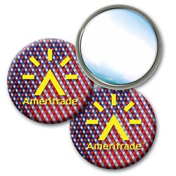 Lenticular mirror with USA flag stars and stripes, color changing flip