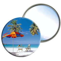 Lenticular Mirror Beach Paradise Background with Umbrella and Chair, Flip effect