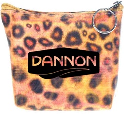 Lenticular zipper purse with wild animal leopard print, color changing flip