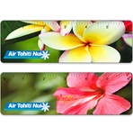 Lenticular ruler with tropical Hawaiian flowers, Hibiscus and Plumeria, flip