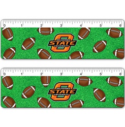 Lenticular ruler with American footballs wobbling and rotating on astro turf NFL Superbowl grass, flip