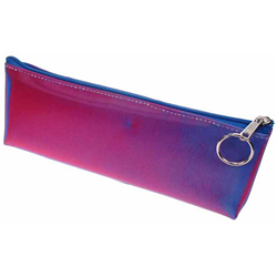 Lenticular pencil case with red and blue gradient, color changing