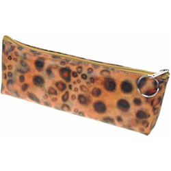 Lenticular pencil case with wild animal leopard print, color changing flip