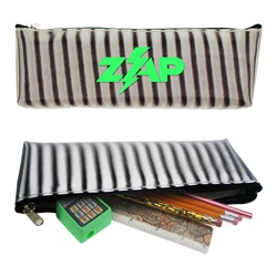 Lenticular pencil case with black and white stripes, animation