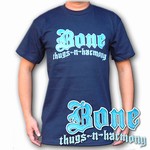 Lenticular t-shirt with Bone Thugs-N-Harmony hip-hop rap band, light blue to dark blue, color changing