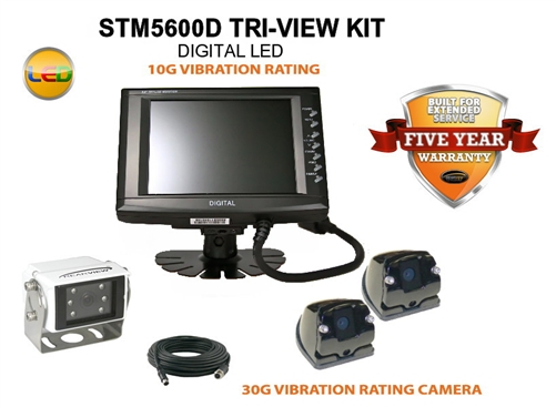 COMMERCIAL DUTY 5.6" TRI-VIEW REAR VIEW BACK UP CAMERA KIT