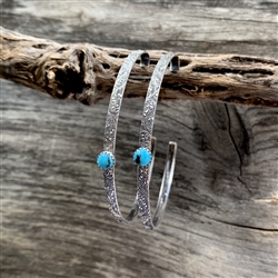 Floral Scroll Turquoise Dot Hoop Earrings