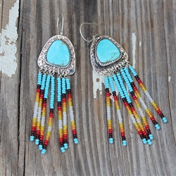 Dangling Beaded Turquoise Earrings