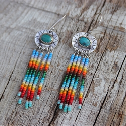 Dangling Beaded Turquoise Earrings