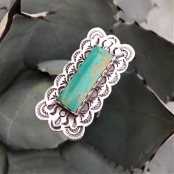 Turquoise Scalloped Rectangle Ring