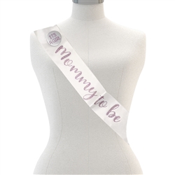 White Mommy to be Sash with an Its a Girl Badge