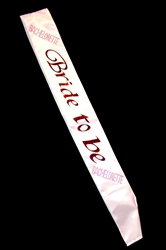 WHITE BRIDE TO BE SASH WITH PINK STONES