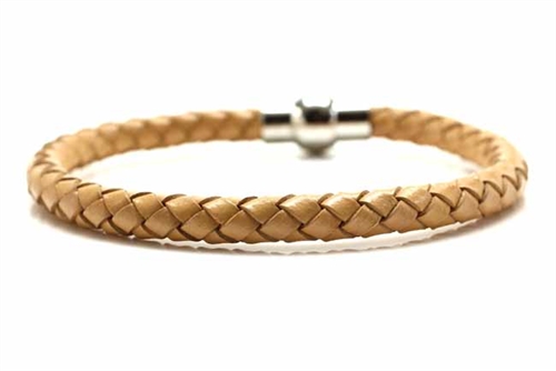 Braided Leather Bracelet, Magnetic Clasp, Brown, 8 1/4 In