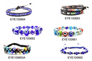 Evil Eye Bead Bracelet, Wholesale Sample Pack, 12 Assorted Bracelets