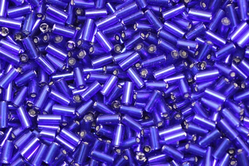 Bugle Bead, 4MM, #2, Japanese, Vintage, Foil Lined, Royal Blue