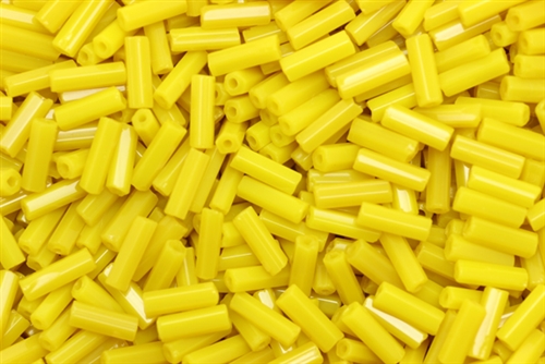 Bugle Bead, 6MM, Czechoslovakian, Hex Cut, Yellow