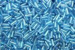 Bugle Bead, 5MM, Czechoslovakian, Vintage, Foil Lined, Aqua